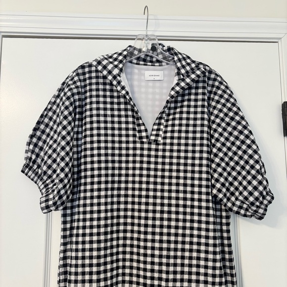 NWT Adrienne Black & White Gingham Midi Dress with Side Slits - Picture 9 of 9